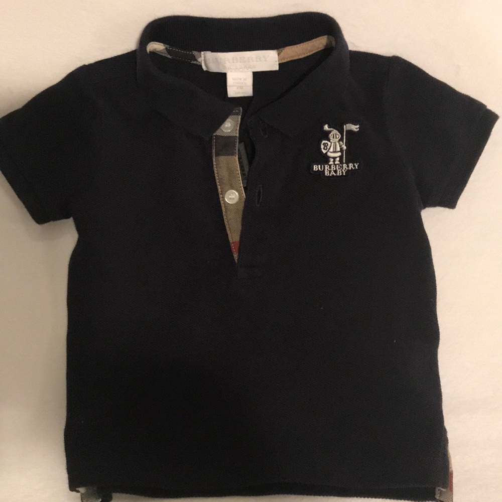 Burberry baby black polo size 6 mos